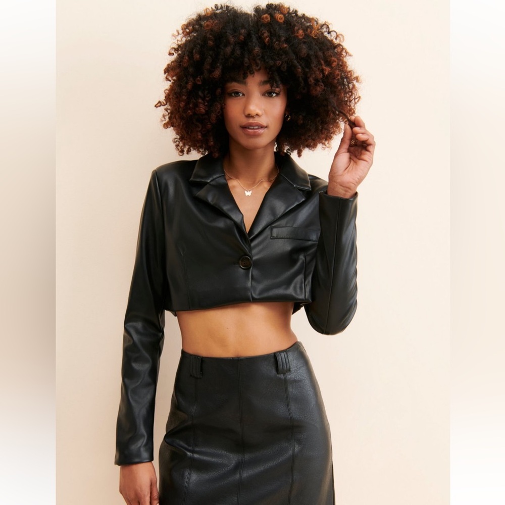 Urban Outfitters Black Cropped Leather Jacket